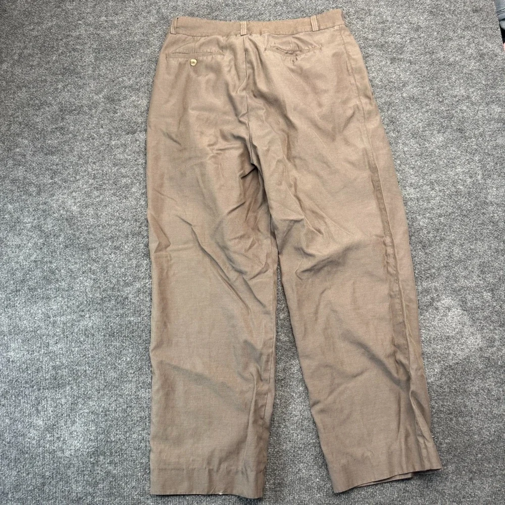 AXIS Silk Blend Pleated Trousers Mens 33Wx28.5L Brown Khaki Sony Pictures